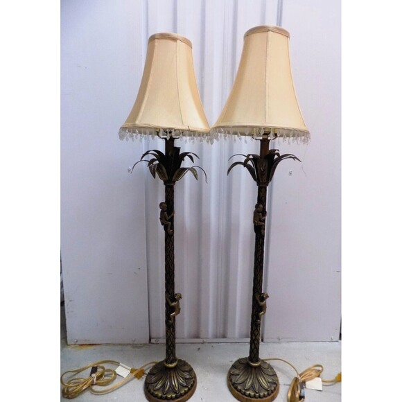 Monkey Lamps Figurine Statue Sculptures Chimps Buffet Table Lamps - Picture 11 of 11